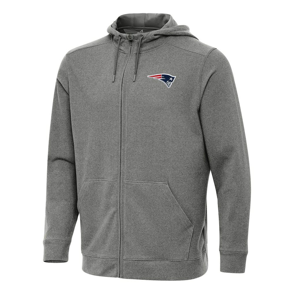 New England Patriots Antigua Effortless Full-Zip Hoodie Heather Black - NFL