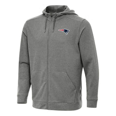 New England Patriots Antigua Effortless Full-Zip Hoodie Heather Black - NFL
