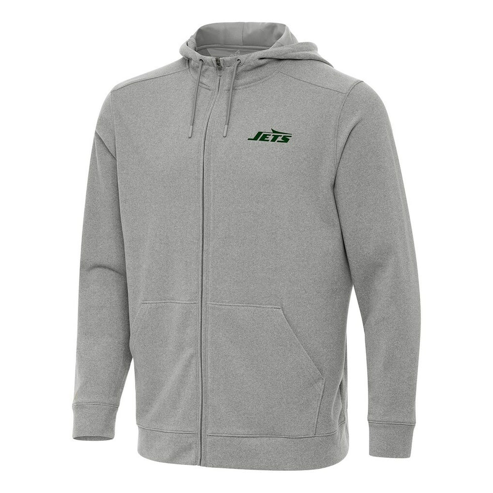 New York Jets Antigua Effortless Full-Zip Hoodie Heather Gray - NFL