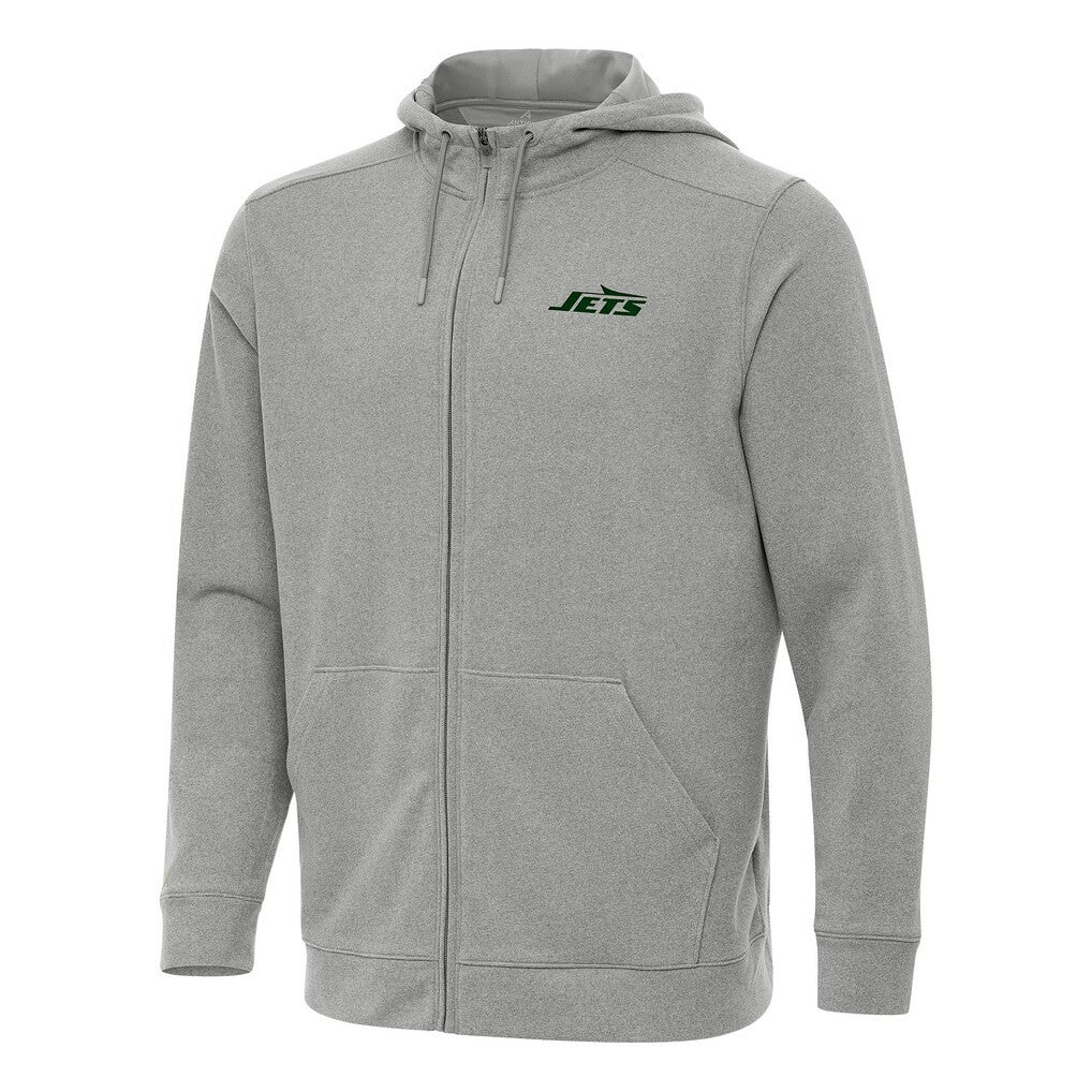 New York Jets Antigua Effortless Full-Zip Hoodie Heather Gray - NFL