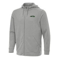 New York Jets Antigua Effortless Full-Zip Hoodie Heather Gray - NFL