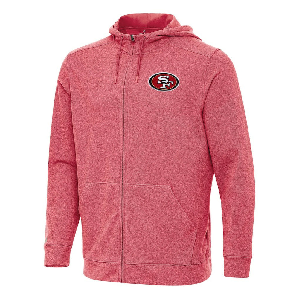 San Francisco 49ers Antigua Effortless Full-Zip Hoodie Heather Scarlet - NFL