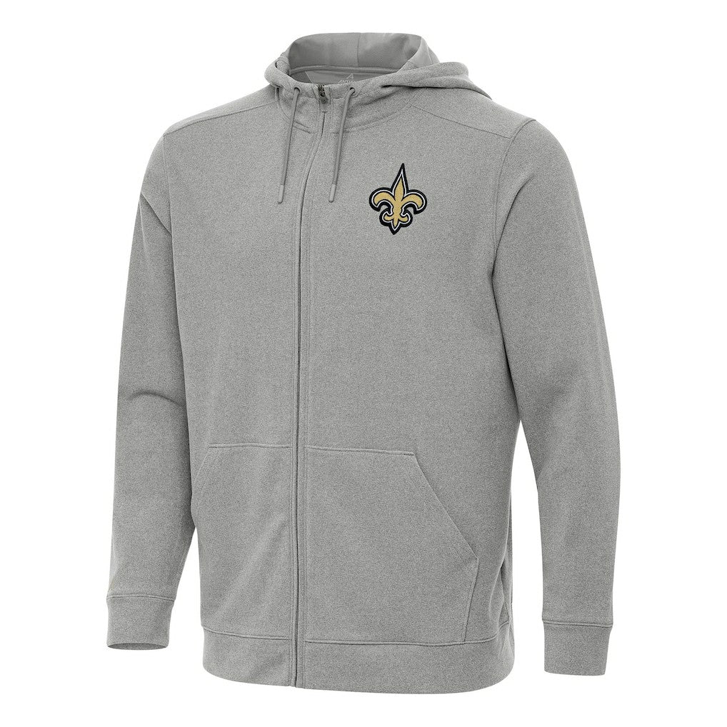 New Orleans Saints Antigua Effortless Full-Zip Hoodie Heather Gray - NFL