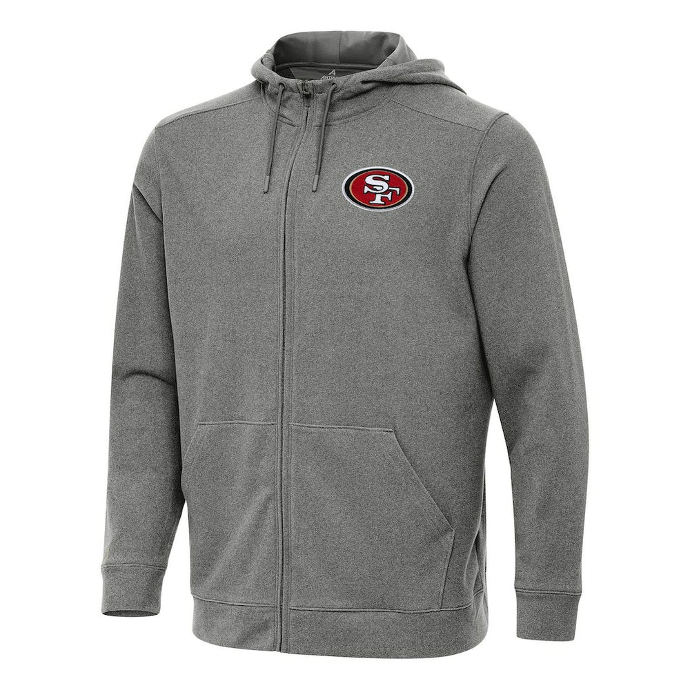 San Francisco 49ers Antigua Effortless Full-Zip Hoodie Heather Black - NFL