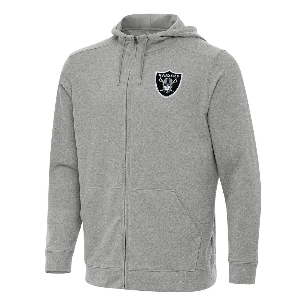 Las Vegas Raiders Antigua Effortless Full-Zip Hoodie Heather Gray - NFL