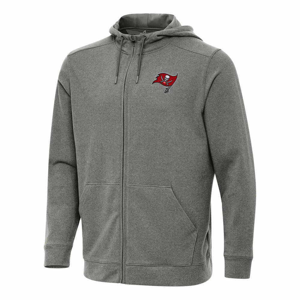Tampa Bay Buccaneers Antigua Effortless Full-Zip Hoodie Heather Black - NFL