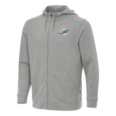 Miami Dolphins Antigua Effortless Full-Zip Hoodie Heather Gray - NFL