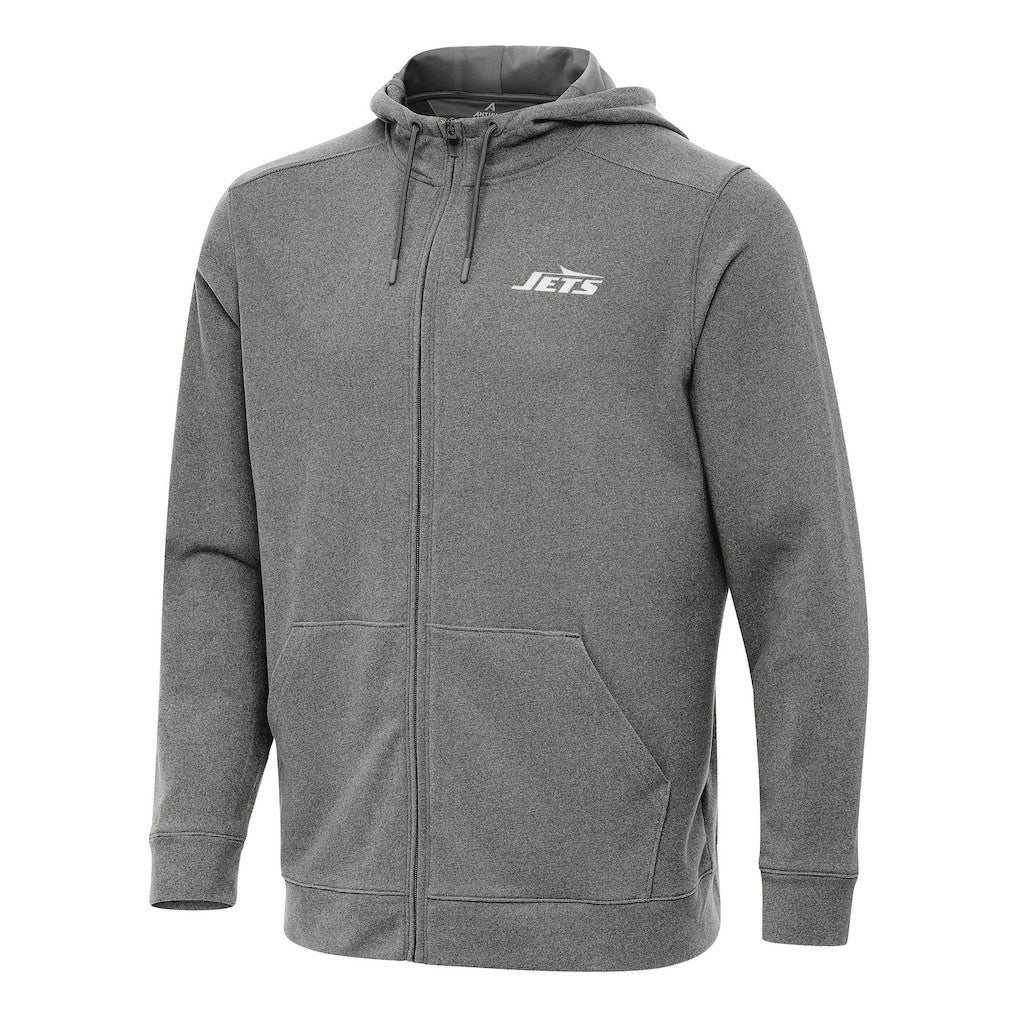 New York Jets Antigua Effortless Full-Zip Hoodie Heather Black - NFL