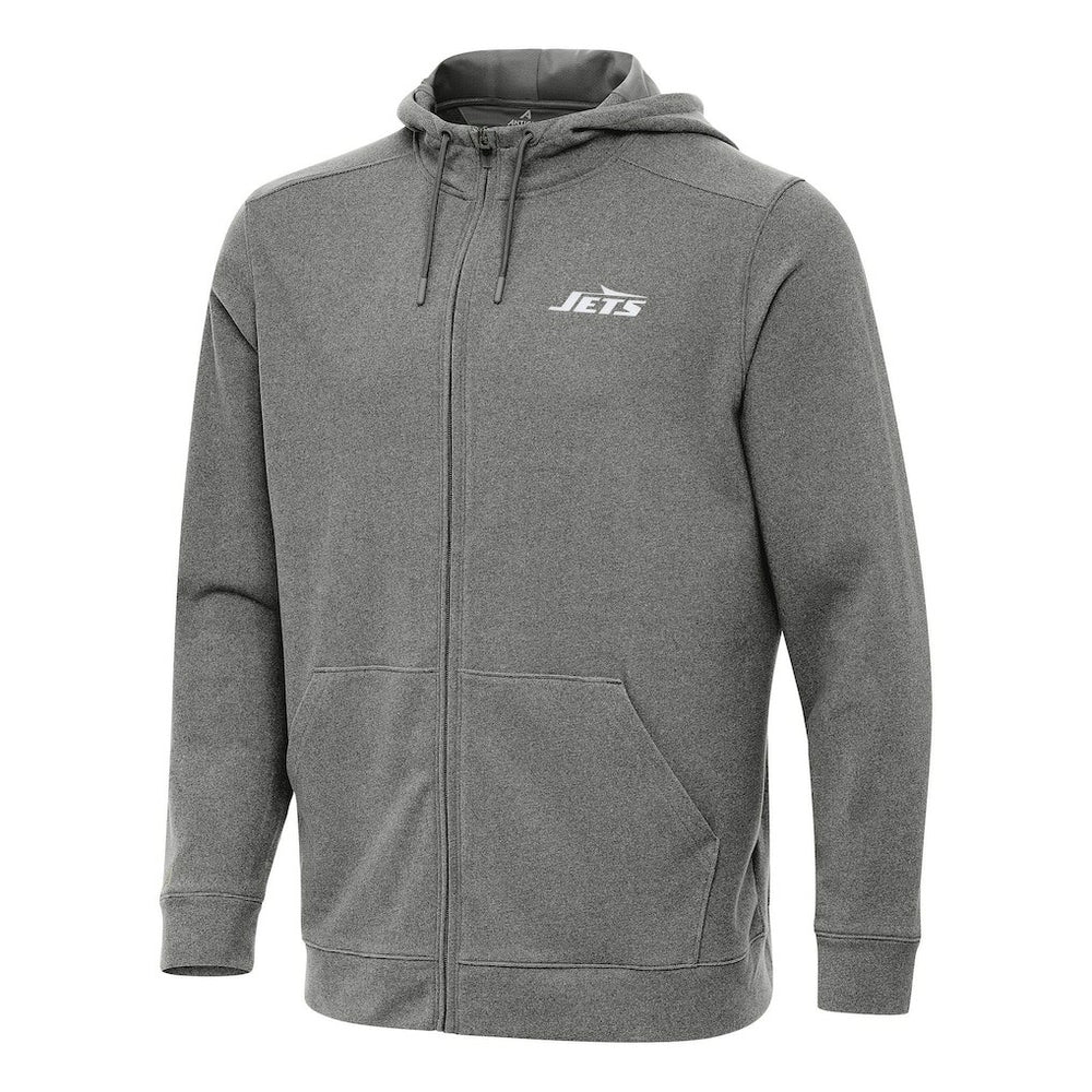 New York Jets Antigua Effortless Full-Zip Hoodie Heather Black - NFL