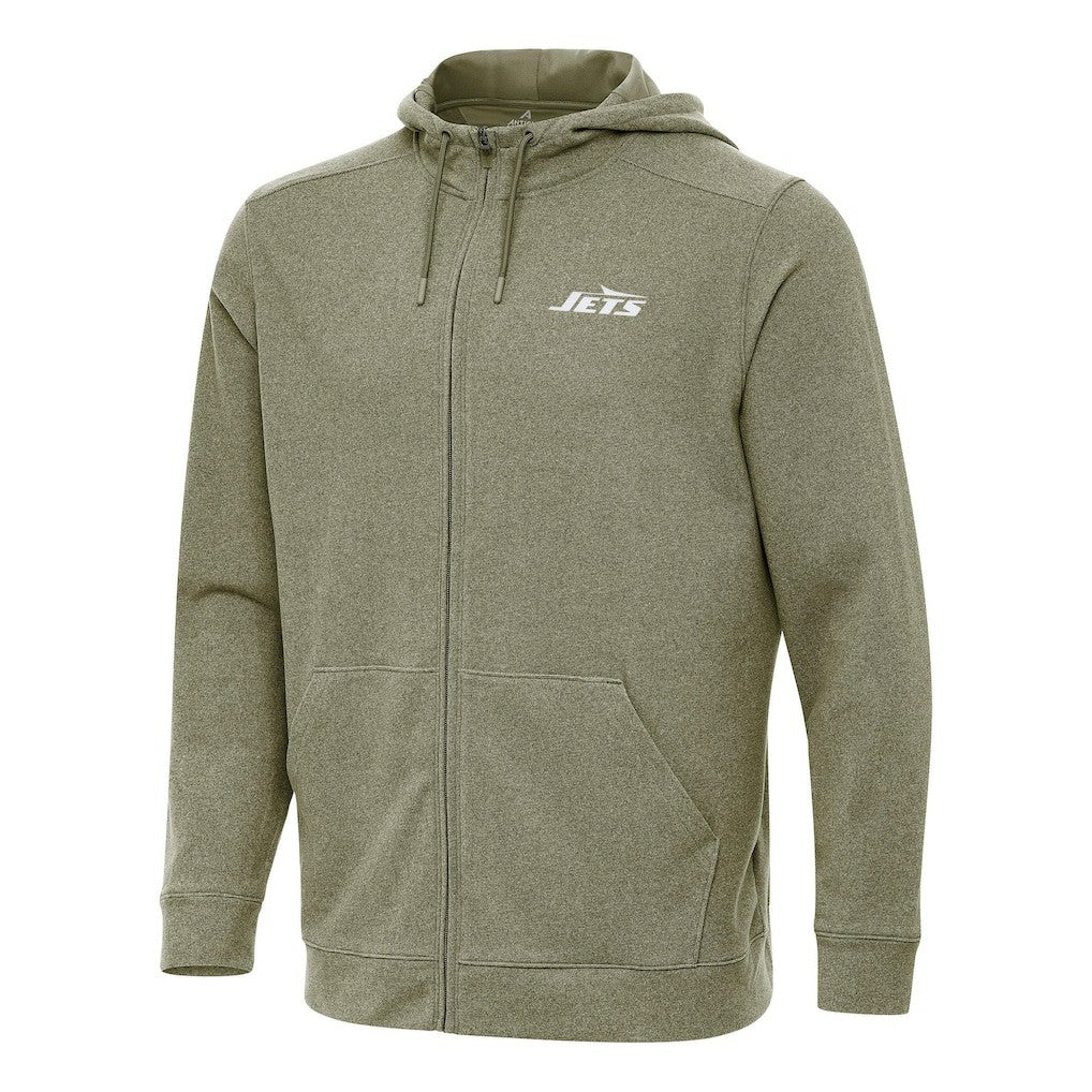 New York Jets Antigua Effortless Full-Zip Hoodie Olive - NFL