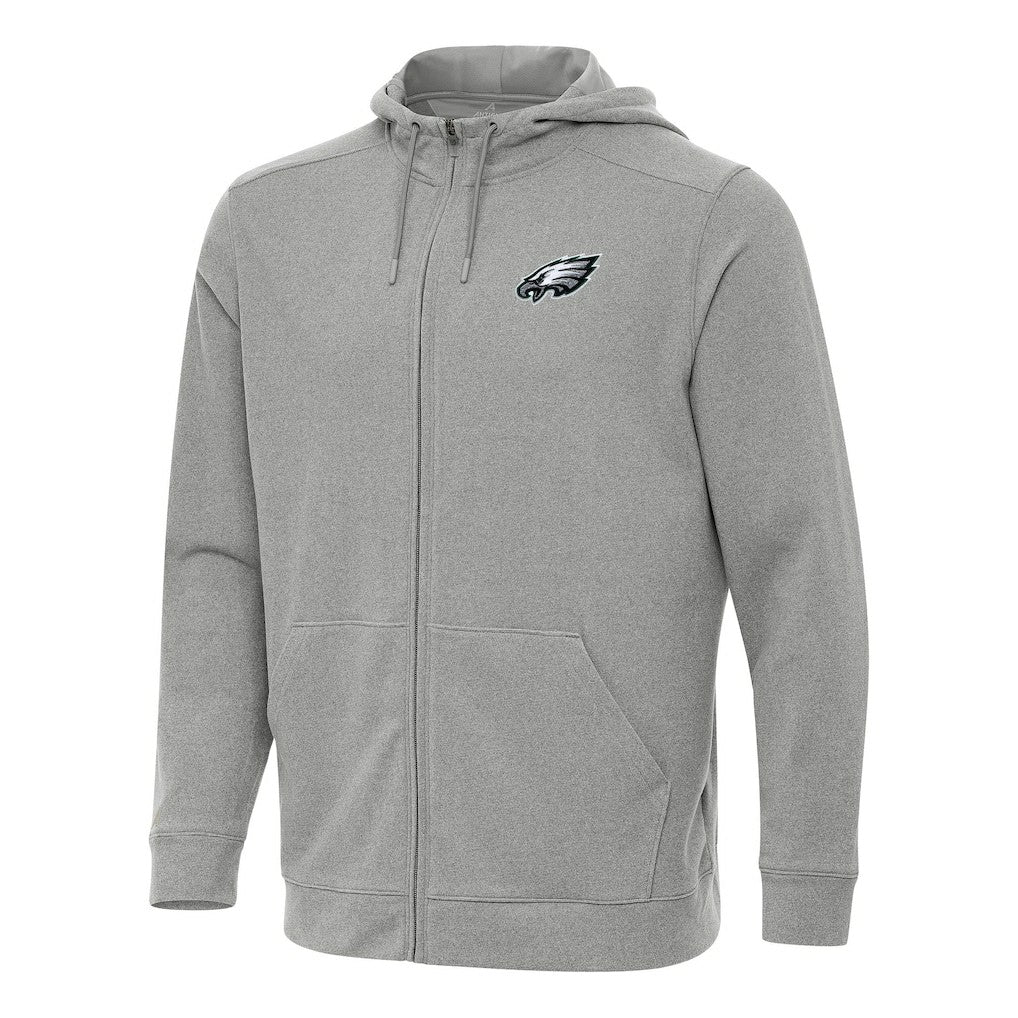 Philadelphia Eagles Antigua Effortless Full-Zip Hoodie Heather Gray - NFL