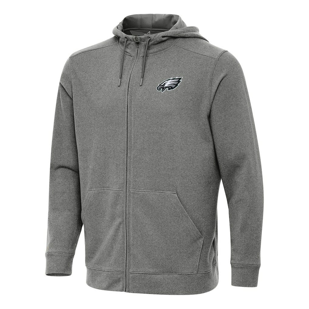 Philadelphia Eagles Antigua Effortless Full-Zip Hoodie Heather Black - NFL