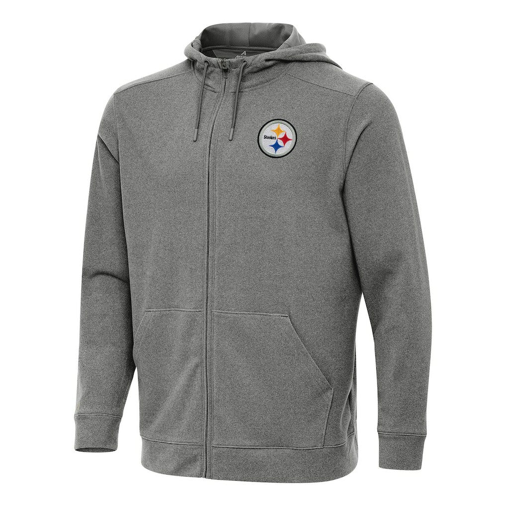 Pittsburgh Steelers Antigua Effortless Full-Zip Hoodie Heather Black - NFL