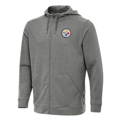 Pittsburgh Steelers Antigua Effortless Full-Zip Hoodie Heather Black - NFL