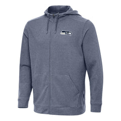 Seattle Seahawks Antigua Effortless Full-Zip Hoodie Heather College Navy - NFL