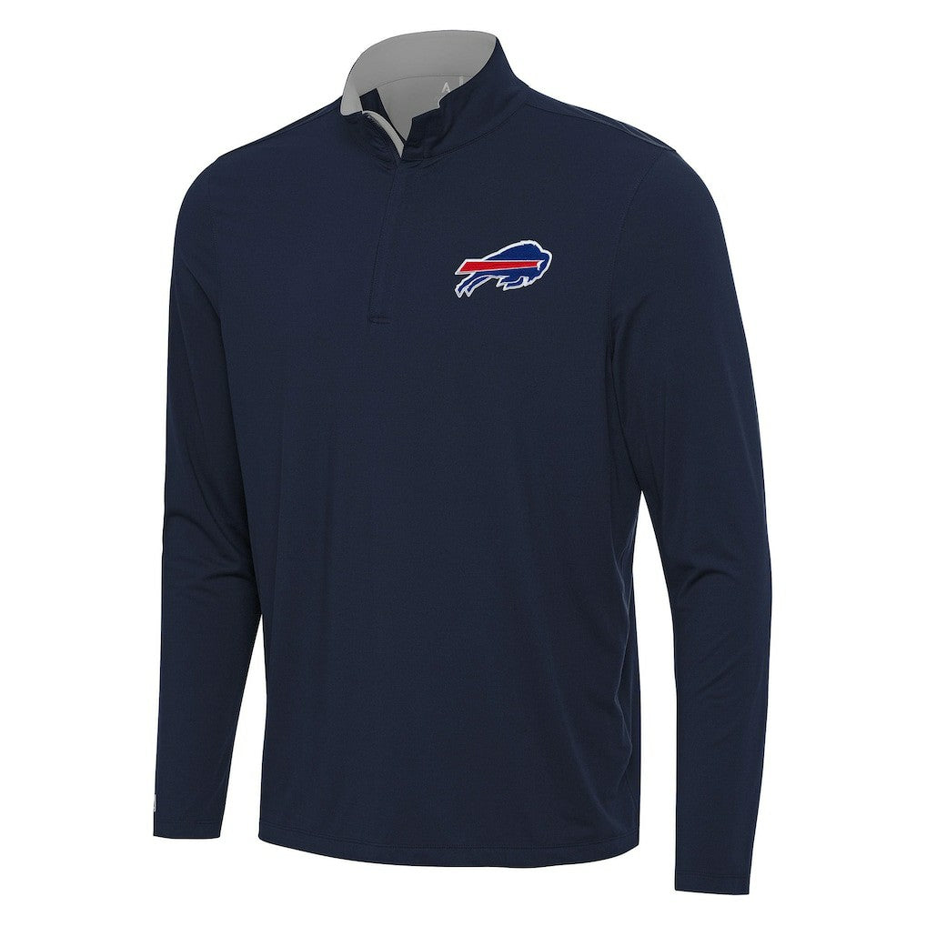 Buffalo Bills Antigua Content Quarter-Zip Pullover Top Navy/Gray - NFL