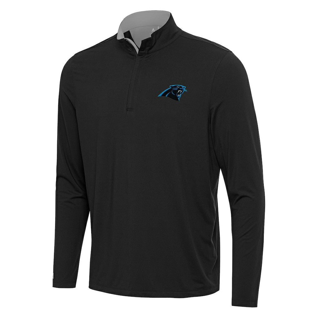 Carolina Panthers Antigua Content Quarter-Zip Pullover Top Black/Gray - NFL