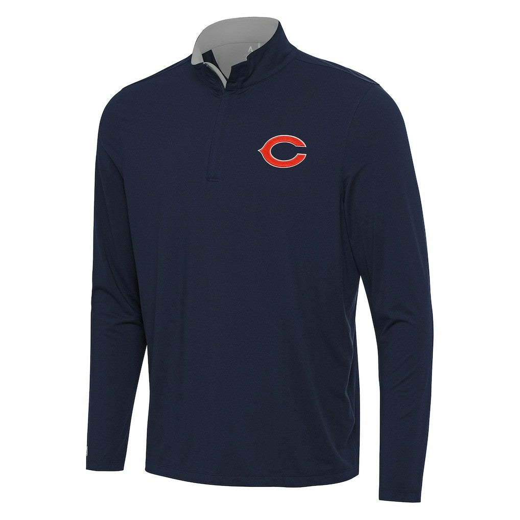 Chicago Bears Antigua Content Quarter-Zip Pullover Top Navy/Gray - NFL