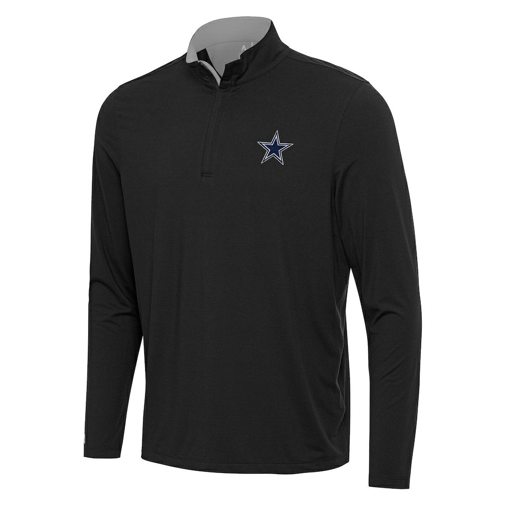 Dallas Cowboys Antigua Content Quarter-Zip Pullover Top Black/Gray - NFL