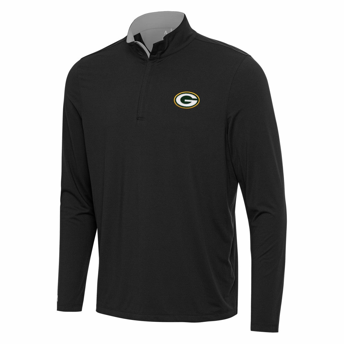 Green Bay Packers Antigua Content Quarter-Zip Pullover Top Black/Gray - NFL