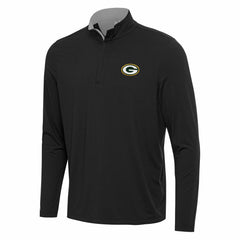 Green Bay Packers Antigua Content Quarter-Zip Pullover Top Black/Gray - NFL