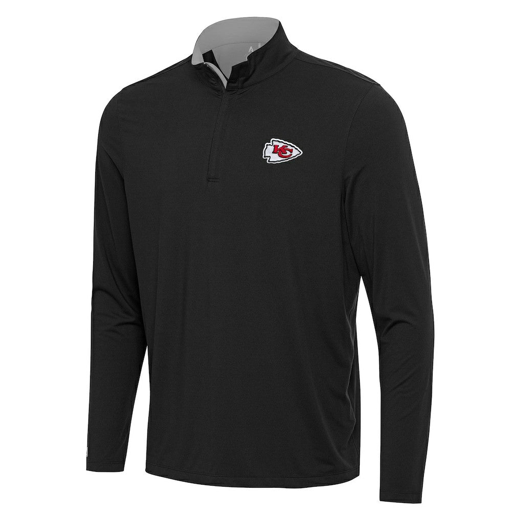Kansas City Chiefs Antigua Content Quarter-Zip Pullover Top Black/Gray - NFL