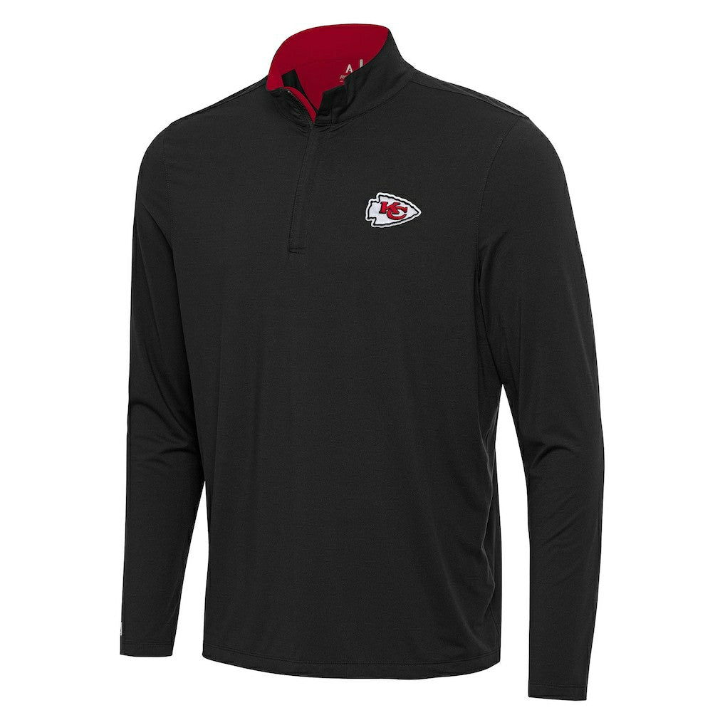 Kansas City Chiefs Antigua Content Quarter-Zip Pullover Top Black/Red - NFL