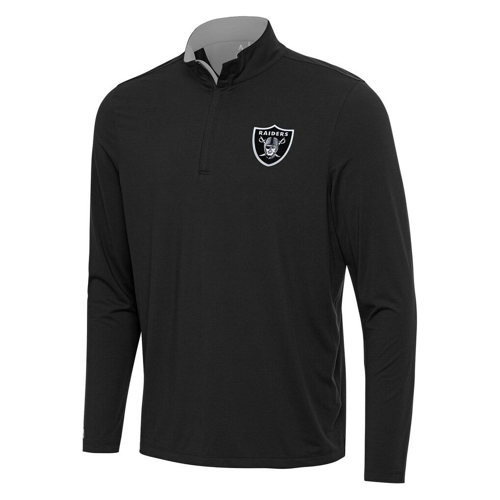 Las Vegas Raiders Antigua Content Quarter-Zip Pullover Top Black/Gray - NFL