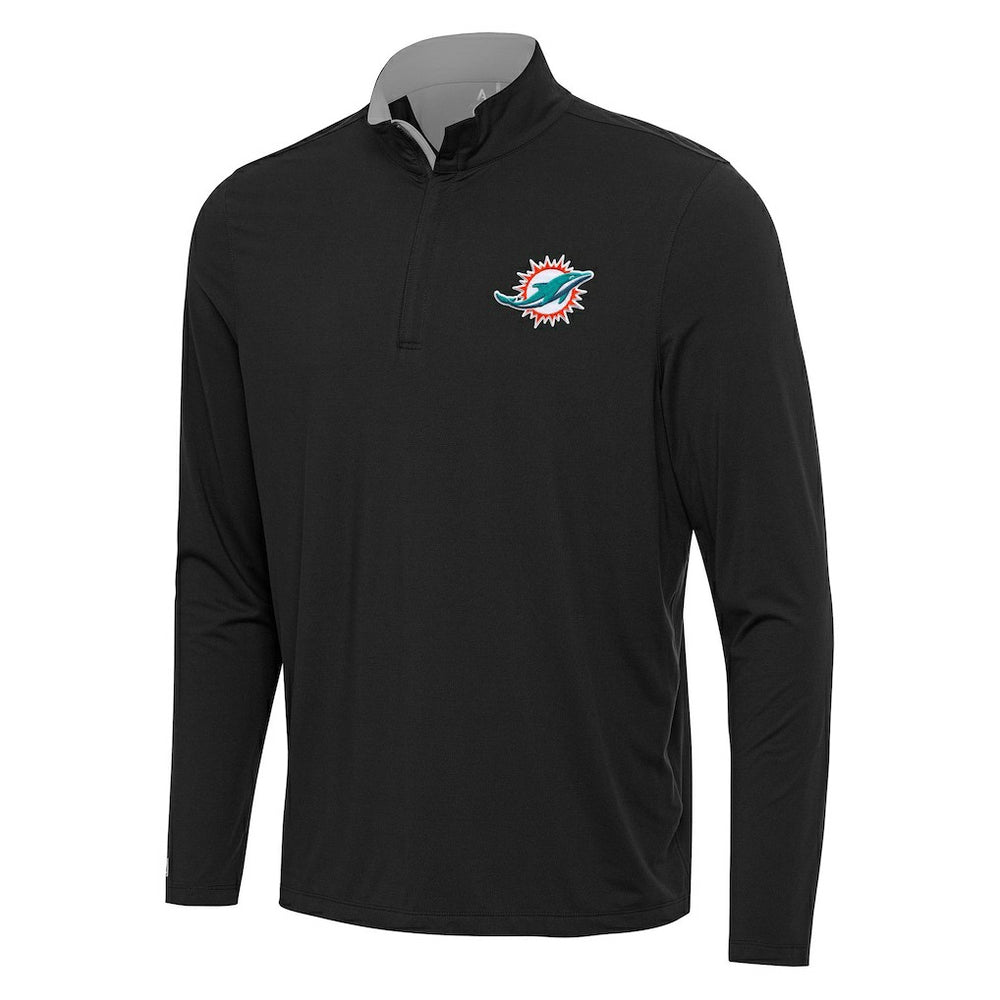 Miami Dolphins Antigua Content Quarter-Zip Pullover Top Black/Gray - NFL