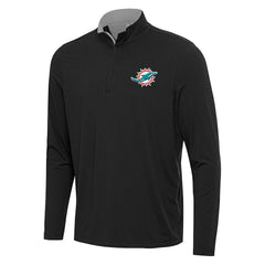 Miami Dolphins Antigua Content Quarter-Zip Pullover Top Black/Gray - NFL
