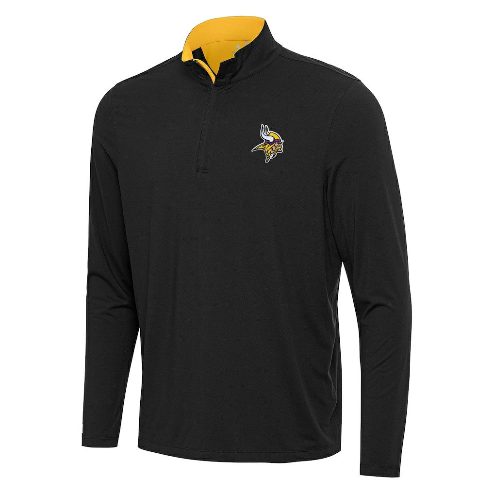 Minnesota Vikings Antigua Content Quarter-Zip Pullover Top Black/Gold - NFL