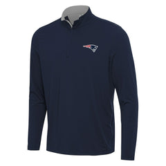 New England Patriots Antigua Content Quarter-Zip Pullover Top Navy/Gray - NFL