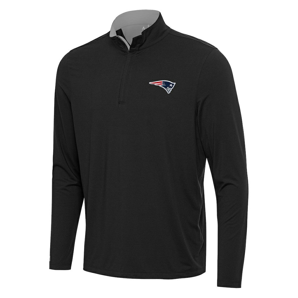 New England Patriots Antigua Content Quarter-Zip Pullover Top Black/Gray - NFL