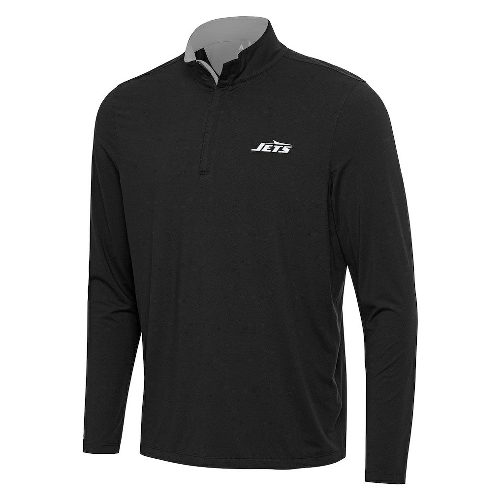 New York Jets Antigua Content Quarter-Zip Pullover Top Black/Gray - NFL