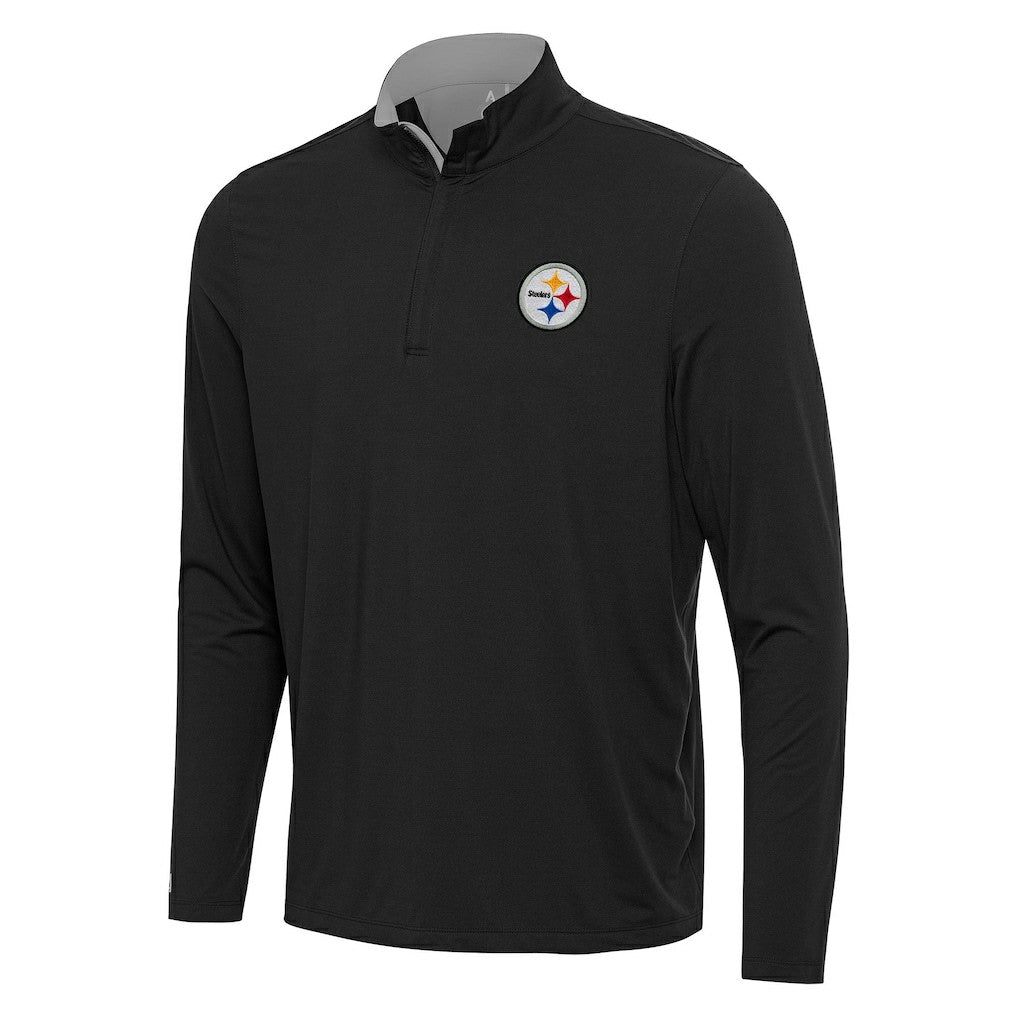 Pittsburgh Steelers Antigua Content Quarter-Zip Pullover Top Black/Gray - NFL