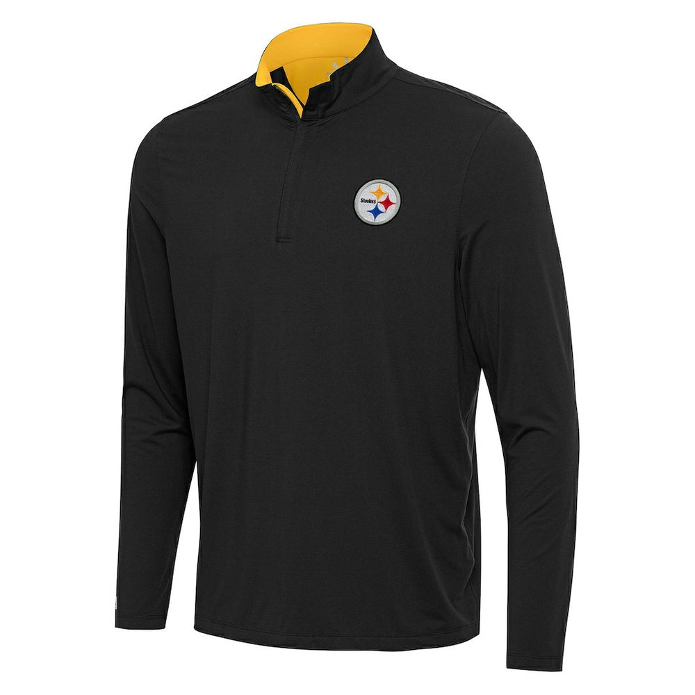 Pittsburgh Steelers Antigua Content Quarter-Zip Pullover Top Black/Gold - NFL