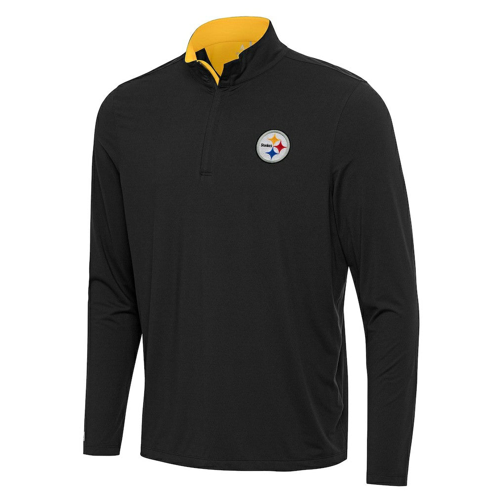 Pittsburgh Steelers Antigua Content Quarter-Zip Pullover Top Black/Gold - NFL