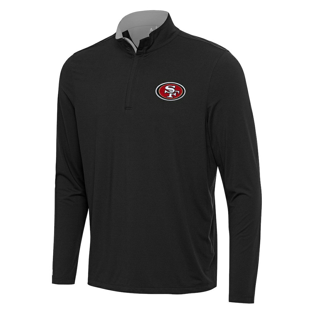 San Francisco 49ers Antigua Content Quarter-Zip Pullover Top Black/Gray - NFL