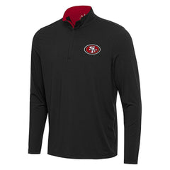 San Francisco 49ers Antigua Content Quarter-Zip Pullover Top Black/Scarlet - NFL