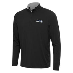 Seattle Seahawks Antigua Content Quarter-Zip Pullover Top Black/Gray - NFL