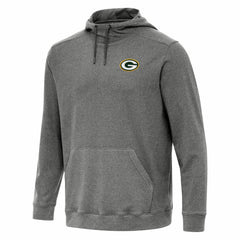 Green Bay Packers Antigua Cloud Pullover Hoodie Heather Black - NFL