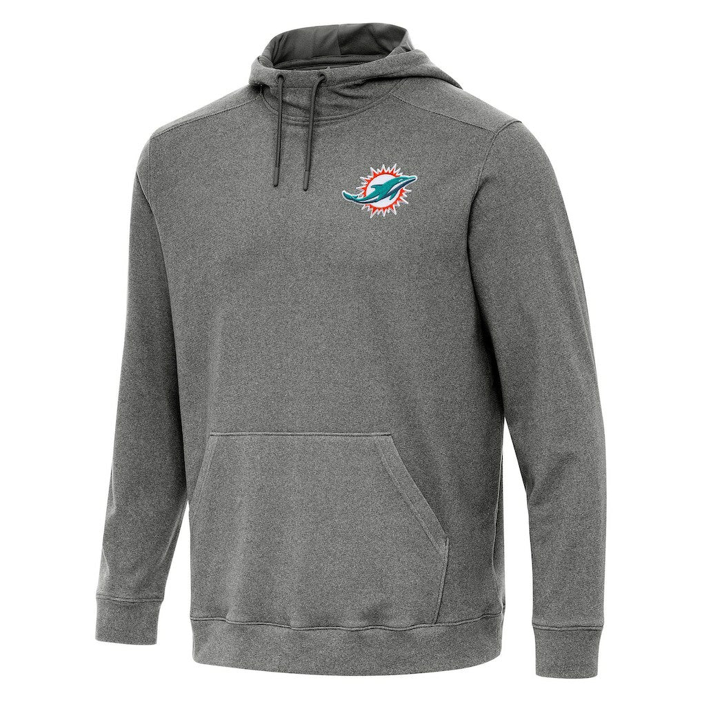 Miami Dolphins Antigua Cloud Pullover Hoodie Heather Black - NFL