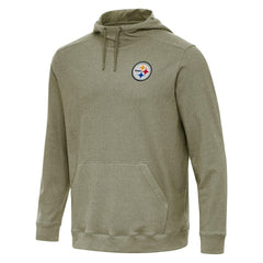 Pittsburgh Steelers Antigua Cloud Pullover Hoodie Olive - NFL