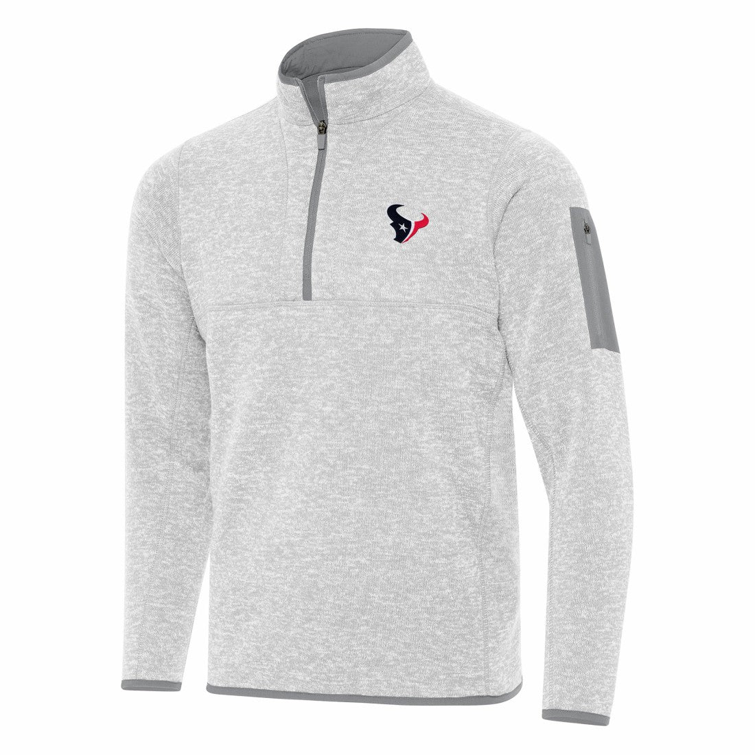 Houston Texans Antigua Fortune Quarter-Zip Pullover Jacket Heather Gray - NFL