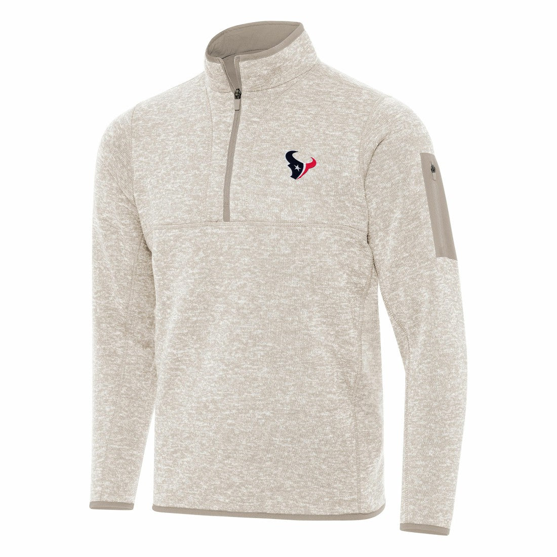 Houston Texans Antigua Fortune Quarter-Zip Pullover Jacket Oatmeal - NFL