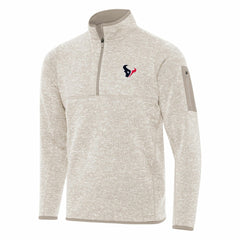 Houston Texans Antigua Fortune Quarter-Zip Pullover Jacket Oatmeal - NFL