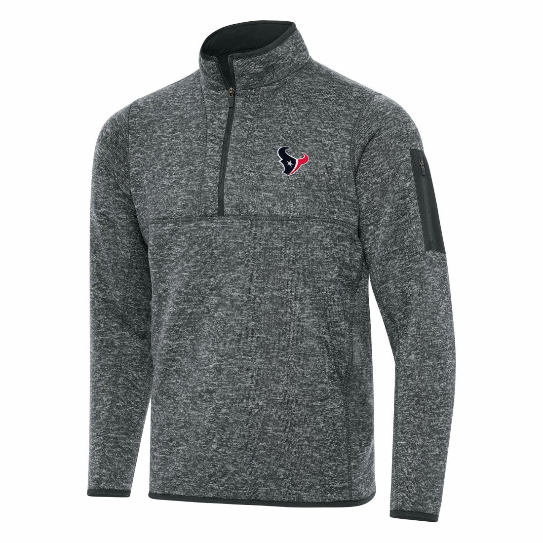 Houston Texans Antigua Fortune Quarter-Zip Pullover Jacket Heather Charcoal - NFL