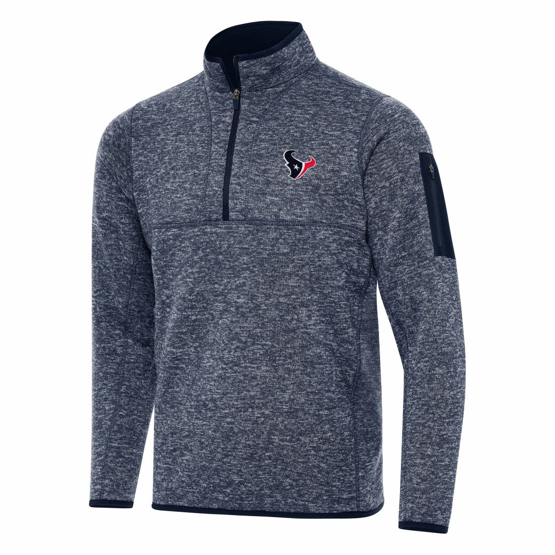 Houston Texans Antigua Fortune Quarter-Zip Pullover Jacket Heather Navy - NFL