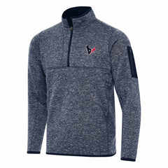 Houston Texans Antigua Fortune Quarter-Zip Pullover Jacket Heather Navy - NFL