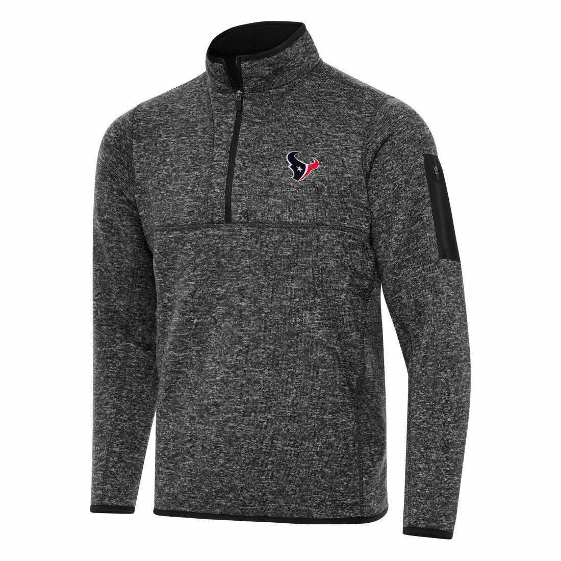 Houston Texans Antigua Fortune Quarter-Zip Pullover Jacket Heather Black - NFL